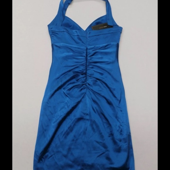 BCBG MaxAzria Royal Blue Silk Halter Cocktail Dress - Size 2 - Picture 10 of 14